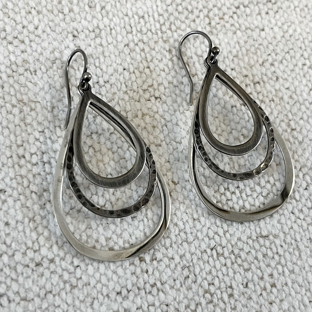 Silpada Tri-Textured Sterling Silver Earrings (Retired)